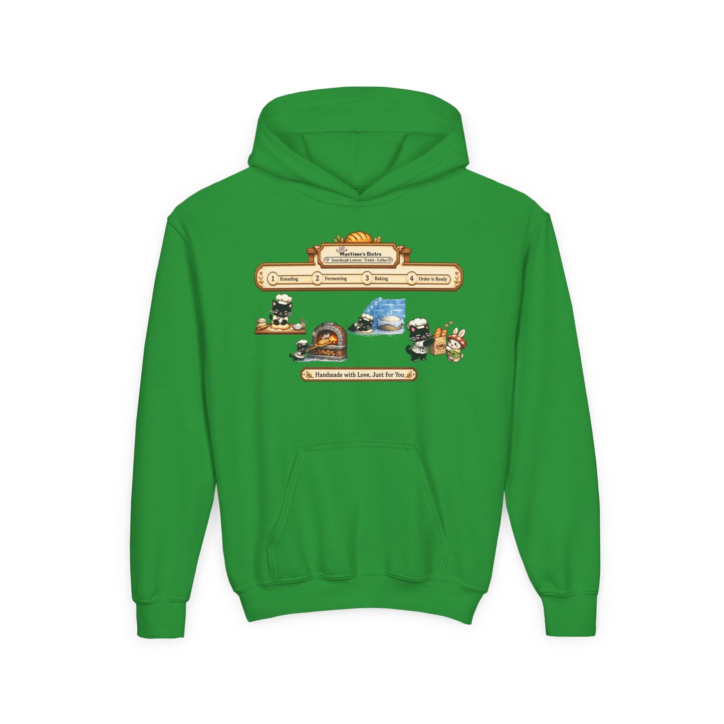 Youth Hoodie — Mystique's Bistro Bakery Adventure Pixel Art Hoodie