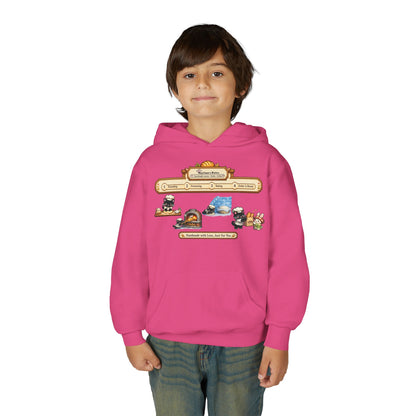 Youth Hoodie — Mystique's Bistro Bakery Adventure Pixel Art Hoodie