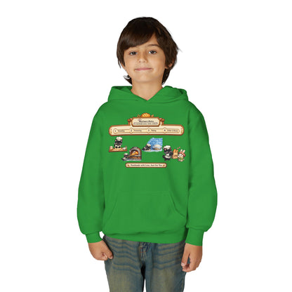 Youth Hoodie — Mystique's Bistro Bakery Adventure Pixel Art Hoodie