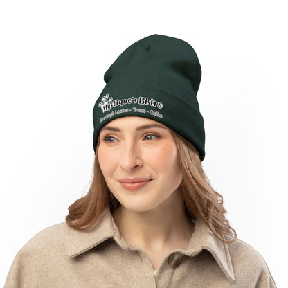 Mystique's Bistro Embroidered Knit Beanie - Paw Logo, Coffee & Treats Cafe Hat