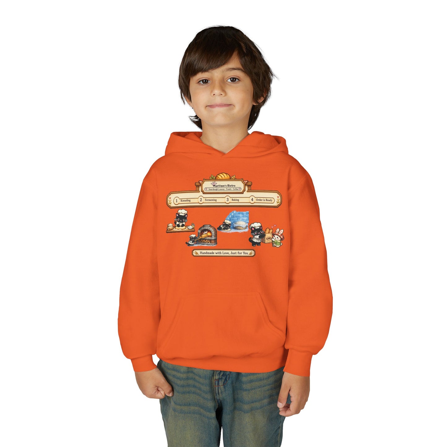 Youth Hoodie — Mystique's Bistro Bakery Adventure Pixel Art Hoodie