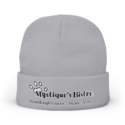 Mystique's Bistro Embroidered Knit Beanie - Paw Logo, Coffee & Treats Cafe Hat