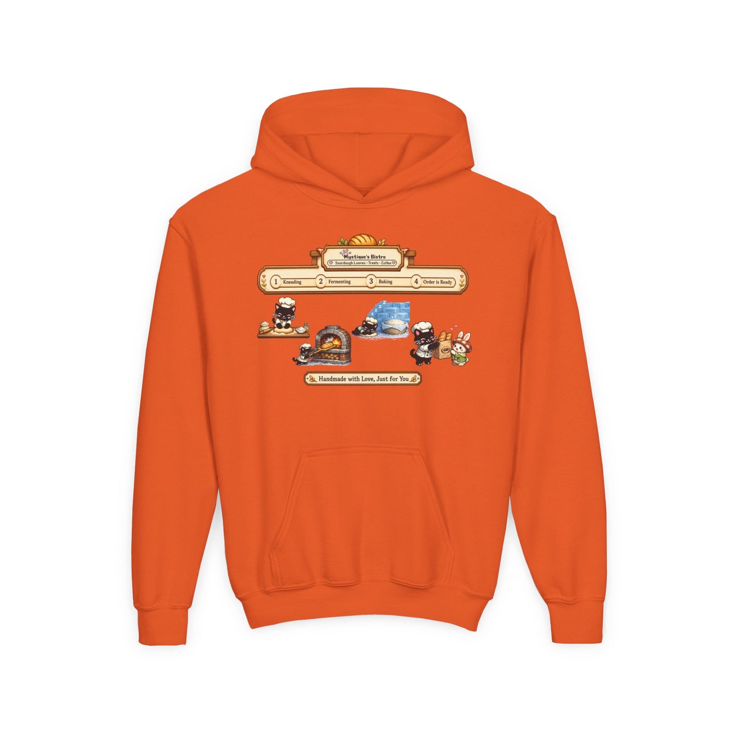 Youth Hoodie — Mystique's Bistro Bakery Adventure Pixel Art Hoodie