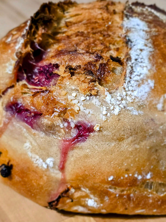 White Chocolate Raspberry Sourdough Loaf