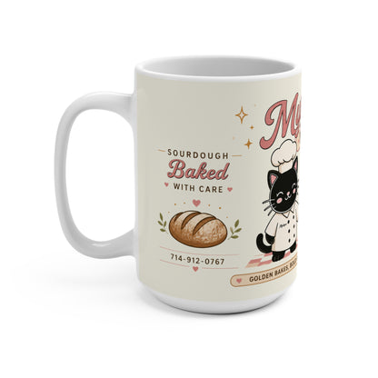 Mystique's Bistro Bakery & Coffee Cats 15oz Mug | Golden Bakes & Bold Roasts