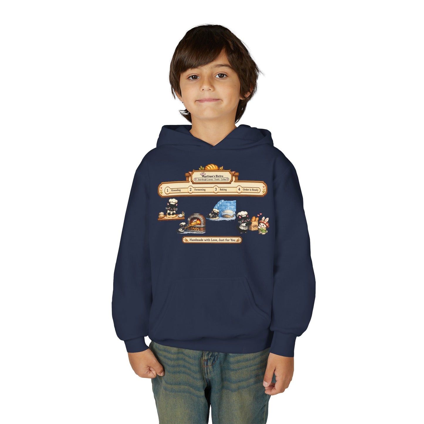 Youth Hoodie — Mystique's Bistro Bakery Adventure Pixel Art Hoodie
