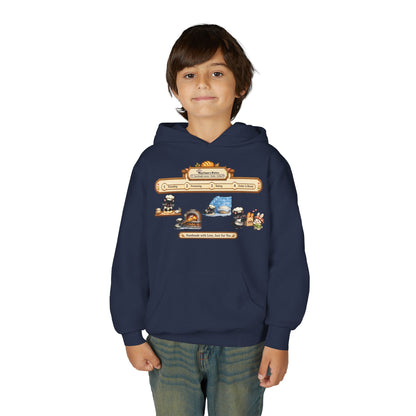 Youth Hoodie — Mystique's Bistro Bakery Adventure Pixel Art Hoodie