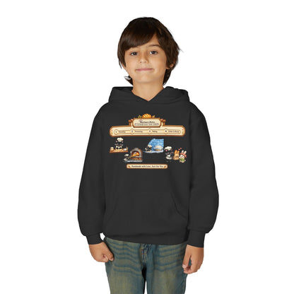 Youth Hoodie — Mystique's Bistro Bakery Adventure Pixel Art Hoodie