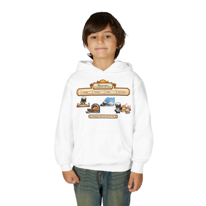 Youth Hoodie — Mystique's Bistro Bakery Adventure Pixel Art Hoodie
