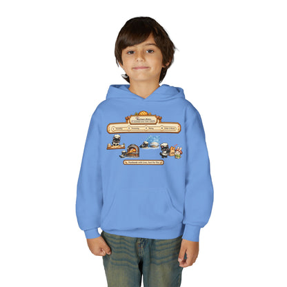 Youth Hoodie — Mystique's Bistro Bakery Adventure Pixel Art Hoodie